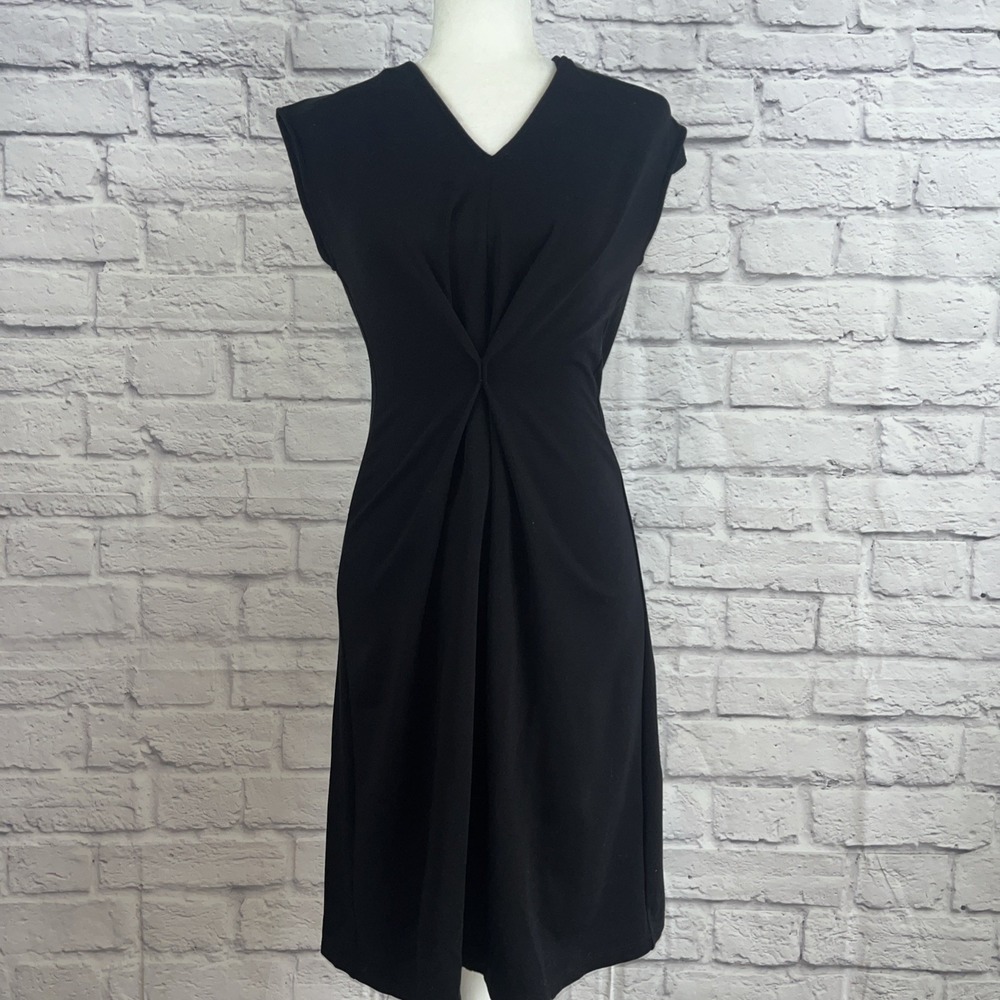 Eileen Fisher  Women's Black Twistfront Classic Chic Black Shift Dress XXS